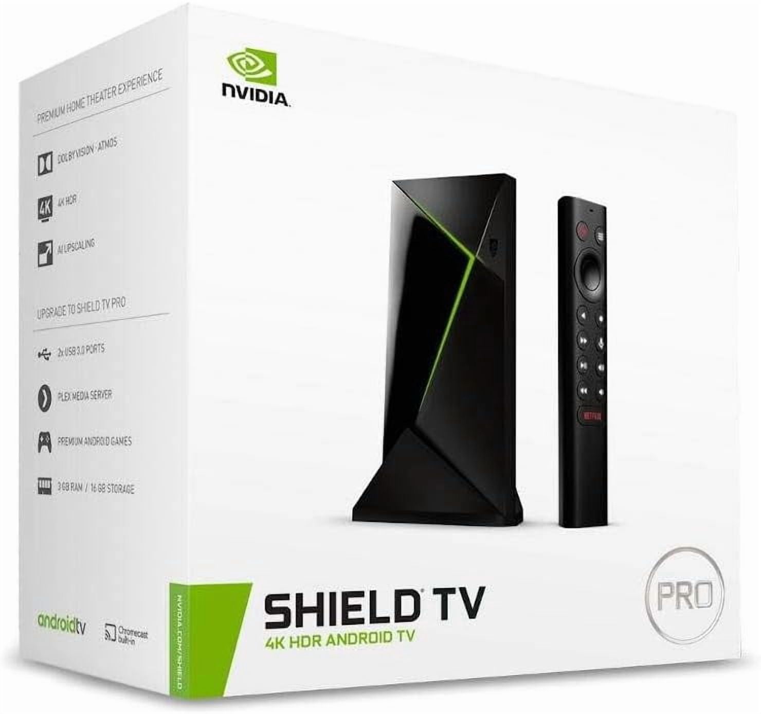 Shield Android TV Pro 4K HDR Streaming Media Player, 3GB RAM, 2X USB, Works with Alexa (Model:945-12897-2500-101)
