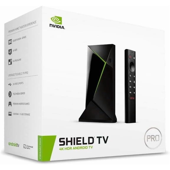 Shield Android TV Pro | 4K HDR Streaming Media Player High Performance, Dolby Vision, 3GB RAM, 2X USB, Works with Alexa, Model:945-12897-2500-101