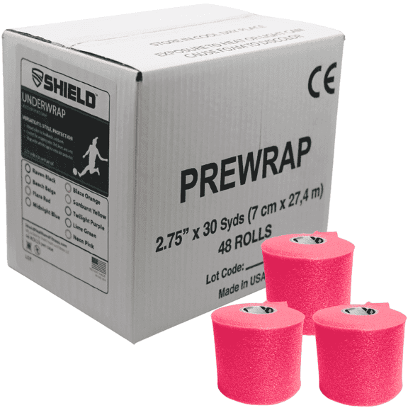 Shield Athletic Pre-Wrap | Pink | 48 Underwrap Rolls Bulk Case 2.75" X 30 SYards