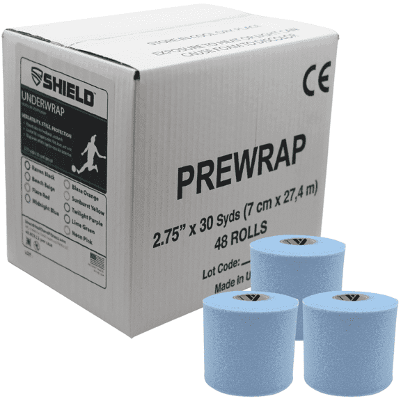 Shield Athletic Pre-Wrap | Carolina Blue | 48 Underwrap Rolls Bulk Case 2.75" X 30 SYards