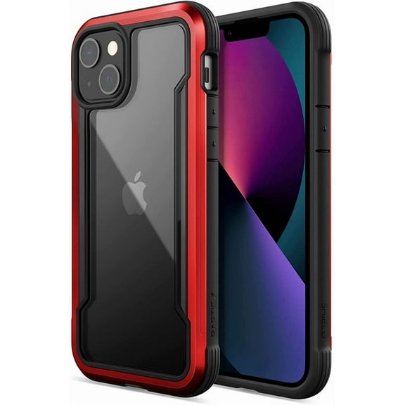 Shield Case Compatible with iPhone 13 Case, Shockproof Protective, Clear Cover, Durable Aluminum Frame, 10ft Drop Tested, Fits iPhone 13, Red Gradient