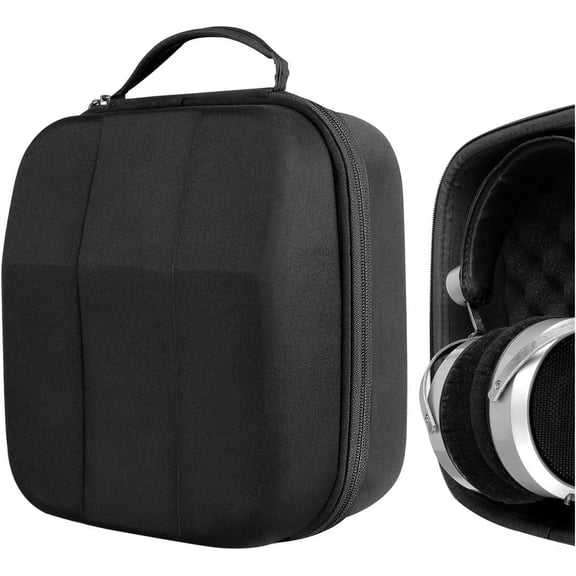 Shield Case for Large-Sized Over-Ear Headphones, Replacement Hard Shell Travel Carrying Bag with Cable Storage, Compatible with Grado PS1000e, HiFiMAN HE6se Headsets (Black)
