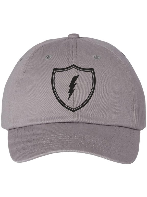 Shield Lightning Bolt Embroidered Baseball Cap USA Military Inspired Tactical Adjustable Dad Hat (Grey)