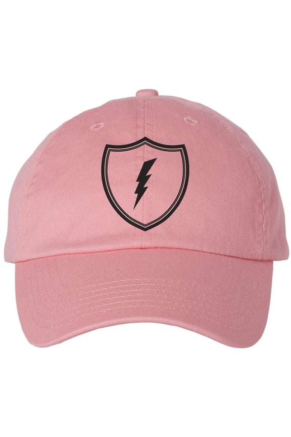 Shield Lightning Bolt Embroidered Baseball Cap USA Military Inspired Tactical Adjustable Dad Hat (Pink)
