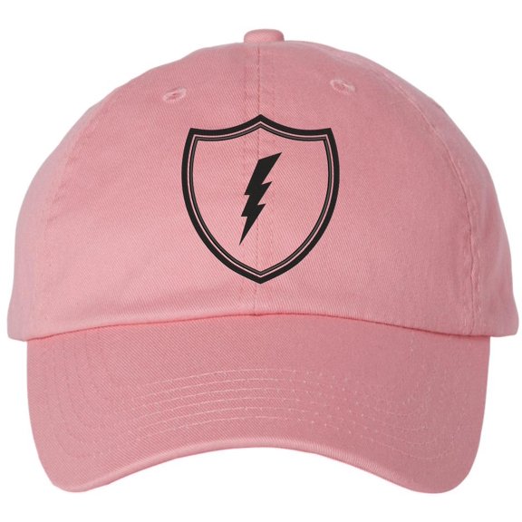 Shield Lightning Bolt Embroidered Baseball Cap USA Military Inspired Tactical Adjustable Dad Hat (Pink)