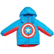 Shield Logo Puffy Kids Youth Jacket, Blue - 3 Toddler