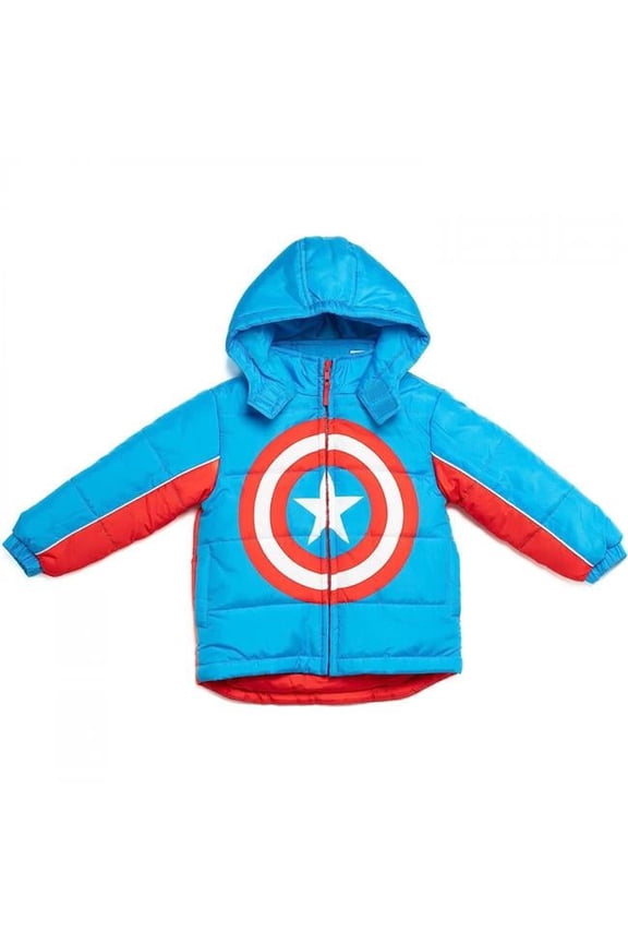 Shield Logo Puffy Kids Youth Jacket, Blue - 3 Toddler