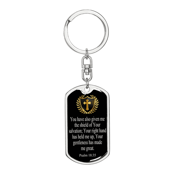 Shield Of Salvation Swivel Dog Tag Keychain Stainless Steel Silver Tone or Gold Tone
