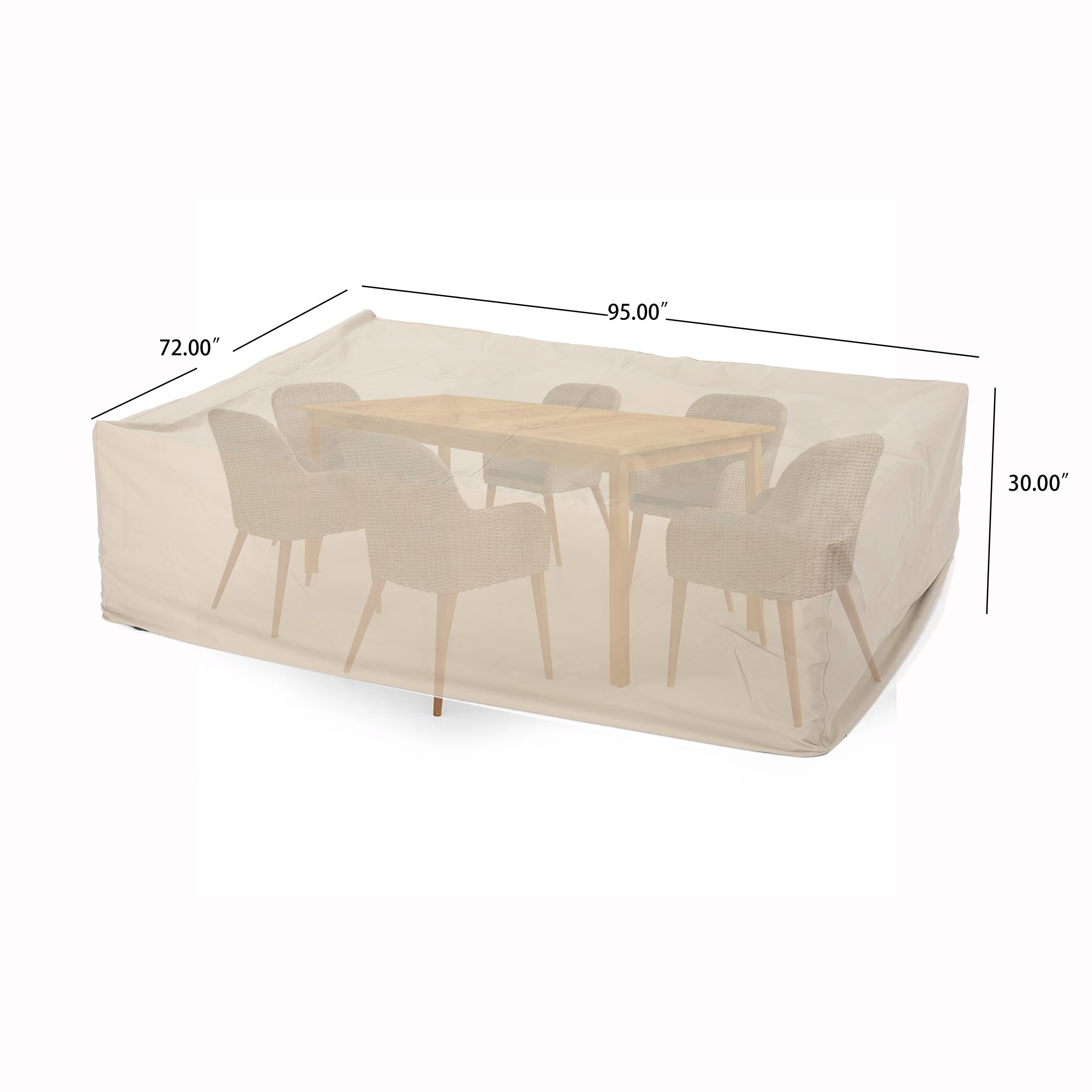 Beige Waterproof Polyester Outdoor Dining Set Cover