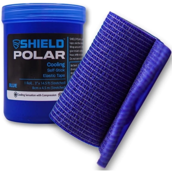 Shield Polar  Instant Cold Compression Wrap | Cooling Athletic Tape for Pain & Swelling, No Ice or Refrigeration Needed, Blue