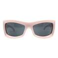 thumbnail image 1 of Shield Rectangular Sunglasses Super Oversized Thick Wrap UV400 Matte Pink, 1 of 4