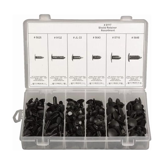 Shield Retainer Assortment,210 Pc 8117