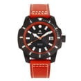 thumbnail image 1 of Shield Shaw Leather-Band Men'S Diver Watch W/Date - Black/Orange, 1 of 3