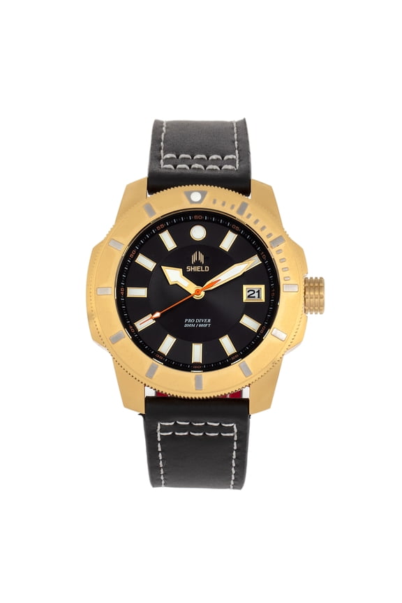 Shaw Pro Diver, 20ATM, Screw Down Crown, Swiss Super Lume Gold/Black | Black Dial