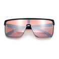 thumbnail image 1 of Shield Sunglasses for Men UV400 Mirrored Lens Oversized One-Piece Frame Futuristic Wraparound Style Black Frame - Orange Lens, 1 of 7