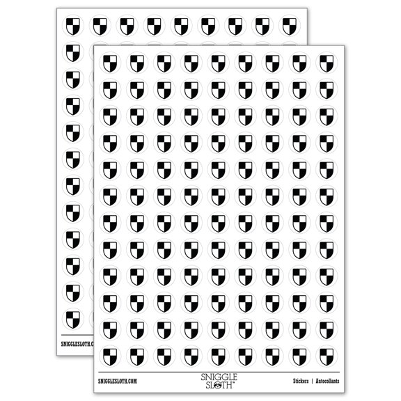 Shield Symbol of Protection 200+ Round Stickers - White - Matte Finish - 0.50" Size