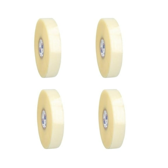 Shield Tape 4 Pack Hotmelt Machine Length Packing Tape, 3 Inch x 1500 Yards, 2 Mil, Clear Packaging Tape for Shipping and Box Sealing