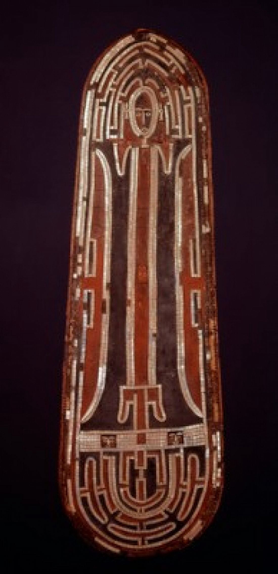 Shield from Solomon Islands Leather with inlay Primitive Art Canvas Art - (18 x 24)