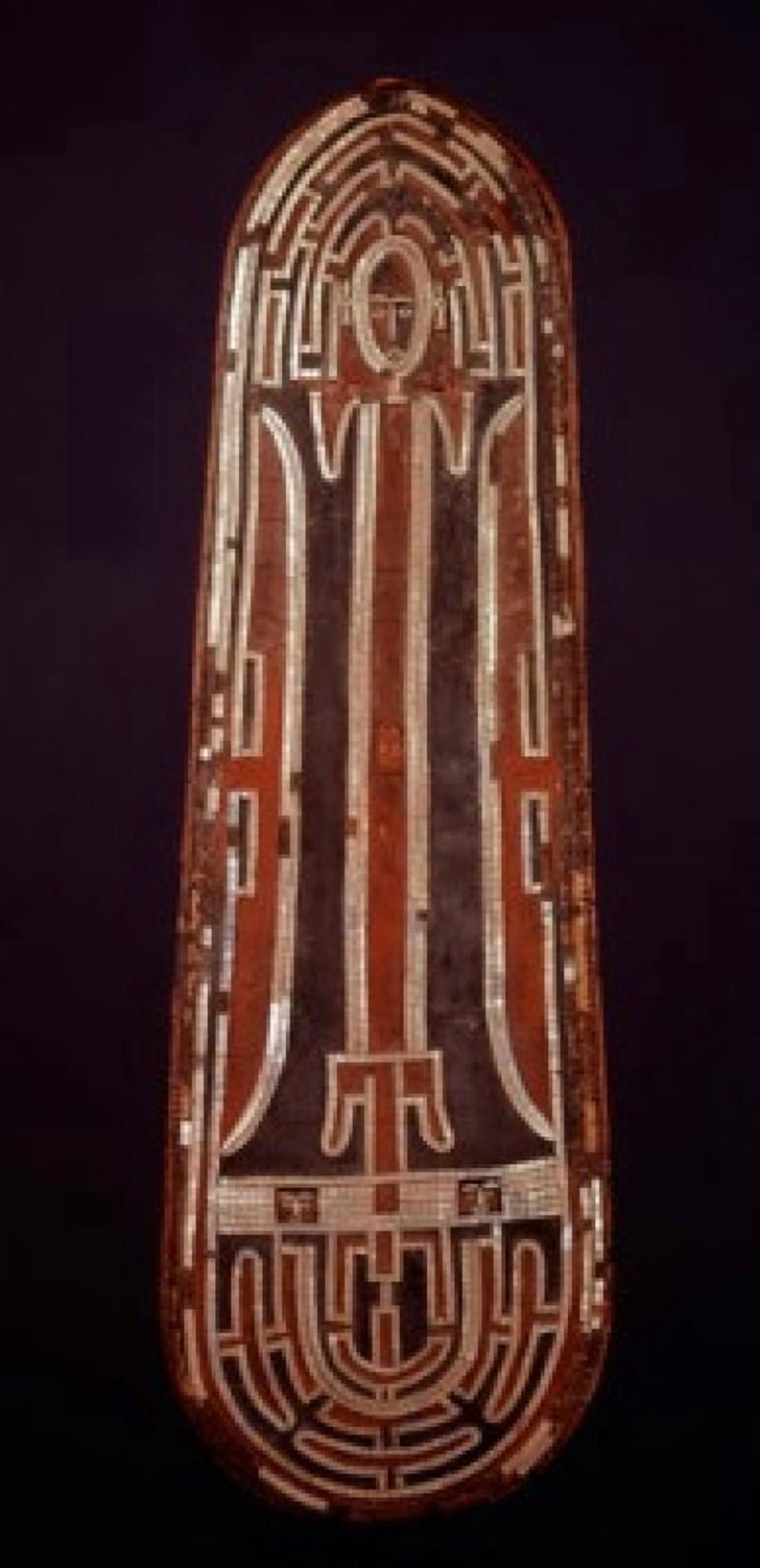 Shield from Solomon Islands Leather with inlay Primitive Art Canvas Art - (24 x 36)