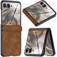 thumbnail image 1 of ShieldFlex Compatible with Motorola Razr 2025 Case with Built-in Screen Protector,for Moto Razr 2025/2024 Shockproof Hinge Protection Slim Hard Cover Leather Matte Case,Brown, 1 of 6