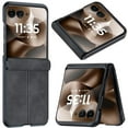 thumbnail image 1 of ShieldFlex Compatible with Motorola Razr Ultra 2025 Case with Built-in Screen Protector,for Razr Ultra 2025 Shockproof Hinge Protection Slim Hard Cover Leather Matte Case for Moto Razr 60 Ultra,Black, 1 of 6