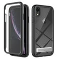 thumbnail image 1 of ShieldFlex Dual-Layer Phone Case for iPhone XR with Stand, Built-in Screen Protector Full Body Shockproof Rugged Clear Cover,Black, 1 of 6