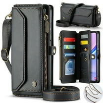 ShieldFlex For Galaxy A36 5G Case Wallet with RFID Blocking Card Holder for Women and Men, PU Leather Magnetic Snap Flip Zipper Strap Wallet Phone Case for Samsung Galaxy A36 5G, Black