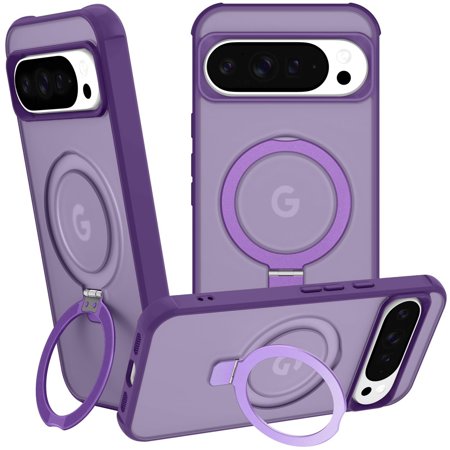 ShieldFlex for Google Pixel 10 / Pixel 10 Pro Case with Kickstand Ring Holder, Compatible with MagSafe, Translucent Slim Protective Magnetic Case 6.3 Inch,Purple