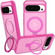 ShieldFlex for Google Pixel 10 / Pixel 10 Pro Case with Kickstand Ring Holder, Compatible with MagSafe, Translucent Slim Protective Magnetic Case 6.3 Inch,Rose