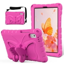 ShieldFlex for Lenovo Tab M9 2024/2023 (TB-310FU) Case with Kickstand Butterfly Wings, Kids-Friendly Silicone Shockproof Rugged Protective Cover with Shoulder Strap,Rose