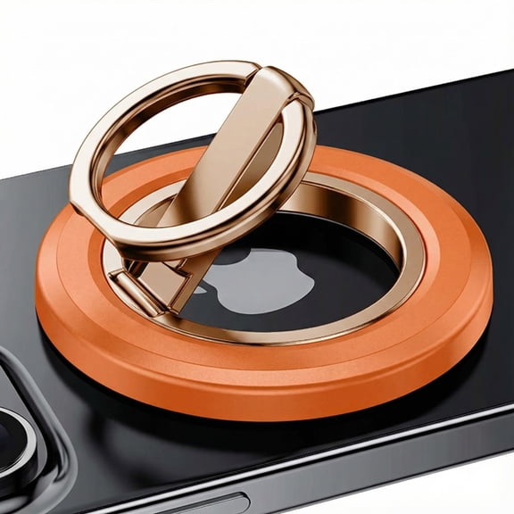 ShieldFlex for Mag-Safe Phone Grip, 360 Rotation Magnetic Cell Phone Grip Magnetic Ring Holder Kickstand Mag Safe Ring Compatible with iPhone 17 Pro Max 16 15 14 13 12 MagSafe Accessories,Orange