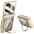 thumbnail image 1 of ShieldFlex Magnetic For Motorola Razr 2025 Case with Hinge Protection & Built-in Screen Protector & Ring Stand, Compatible with MagSafe, Shockproof Electroplated Frame Cover,Gold (Clear Back), 1 of 6
