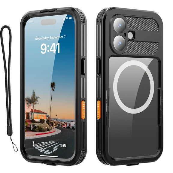 ShieldFlex Magnetic for iPhone 17 Case, IP68 Waterproof Dustproof Case, Compatible with Magsafe Built-in Screen Protector Full Body Heavy Duty Rugged Phone Cover 6.3 inch,Black