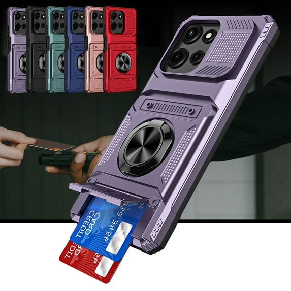 ShieldFlex for Motorola Moto G (2025) Phone Case with Finger Ring Holder Kickstand, Heavy Duty Shockproof Rugged Protective Case for Moto G 5G 2025, Working with Magnetic Car Phone Mount,Purple