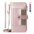 thumbnail image 1 of ShieldFlex Wallet Case for iPhone 16 Plus RFID Blocking 6-Card Holder Soft PU Leather Magnetic Snap Crossbody Shoulder Strap Zipper Pocket Phone Case,Rosegold, 1 of 7