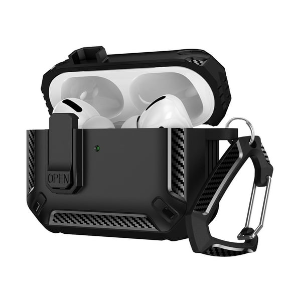 ShieldFlex for AirPods Pro 3rd Generation Case 2025 with Keychain, Rugged Hard Full Body Cover with Lock for AirPods Pro 3 Charging Case 2025,Black