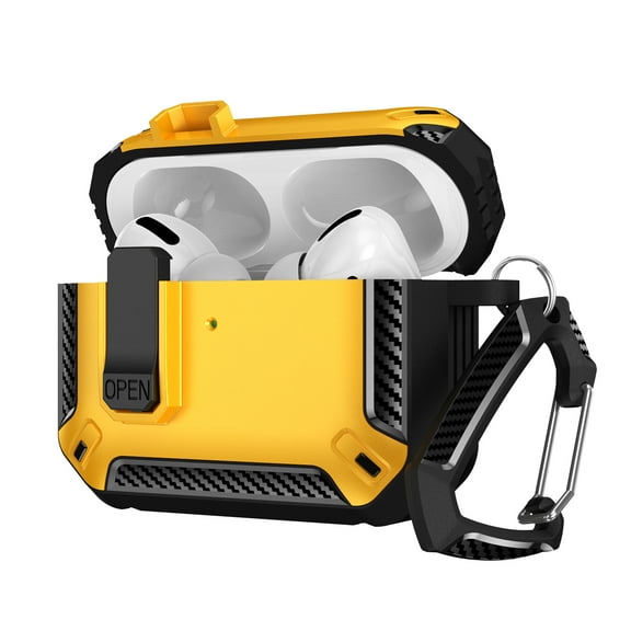 ShieldFlex for AirPods Pro 3rd Generation Case 2025 with Keychain, Rugged Hard Full Body Cover with Lock for AirPods Pro 3 Charging Case 2025,Yellow