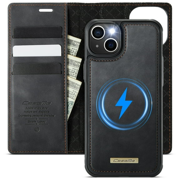 ShieldFlex for iPhone 13 Wallet Case with Card Holder PU Leather Magnetic Detachable Kickstand Shockproof Removable Flip Cover for iPhone 13,Black