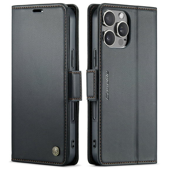 ShieldPlus Case Wallet for iPhone 16 Pro Max, RFID Blocking [3 Card Holder] Kickstand Shockproof TPU Interior Case, PU Leather Magnetic Flip Folio Cover Compatible with iPhone 16 Pro Max 2024,Black