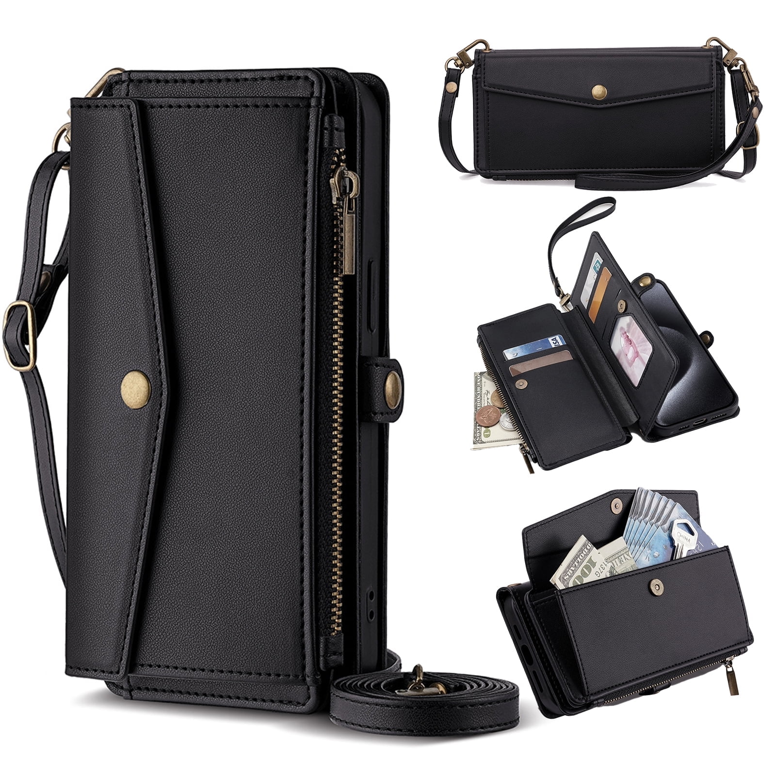 ShieldPlus for Motorola Moto G Stylus 5G Case 2024, Magnetic Flip RFID Blocking PU Leather for Moto G Stylus 5G (2024) Wallet Case for Women Men with Credit Card Holder Zipper Pocket,Black