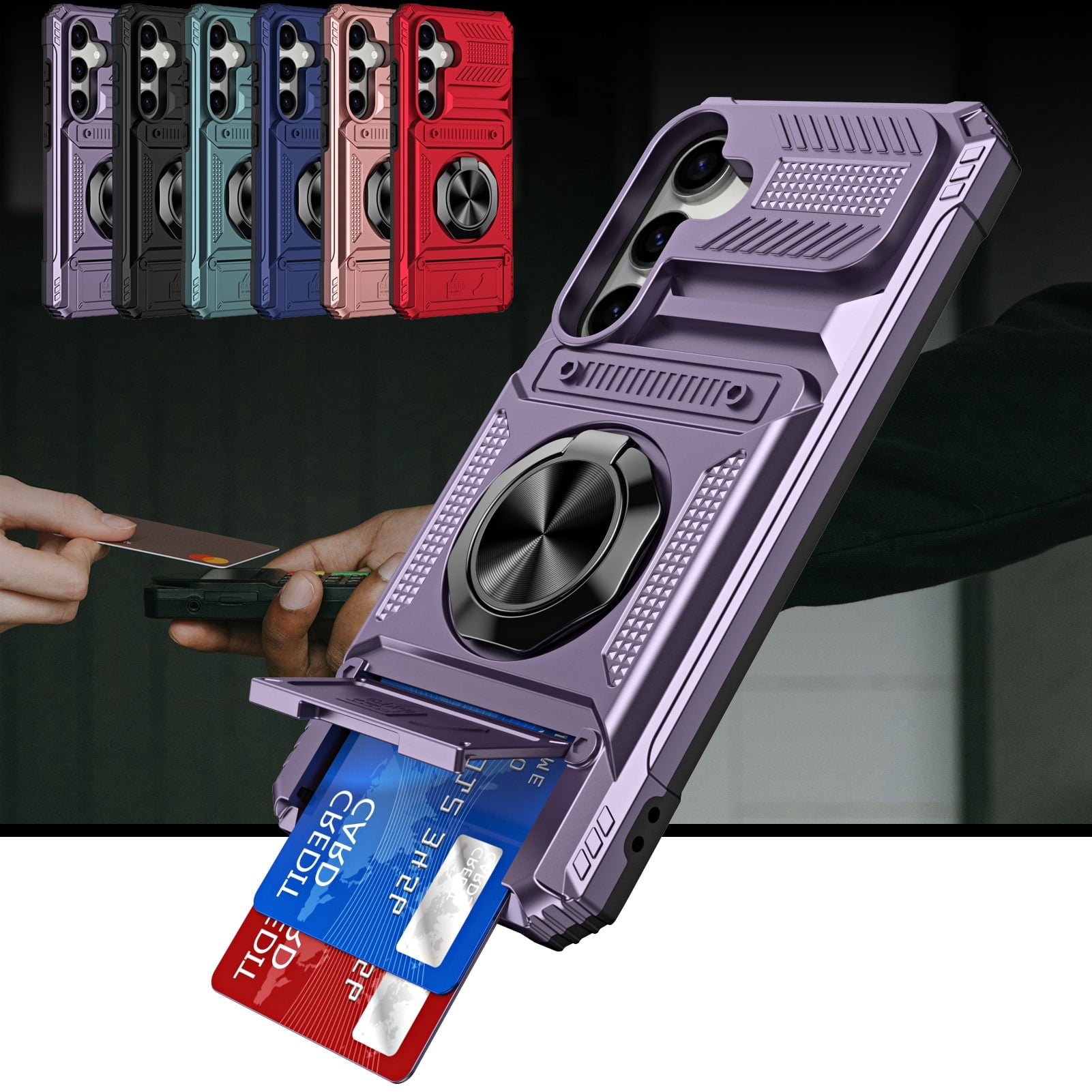 ShieldPlus for Samsung Galaxy A15 5G Phone Case with Finger Ring Holder Kickstand, Heavy Duty Shockproof Rugged Protective Case for Samsung Galaxy A15, Working with Magnetic Car Phone Mount,Purple