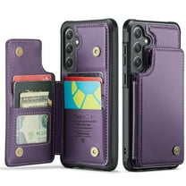 ShieldPlus for Samsung Galaxy S24 Case with Card Holder, for Samsung S24 Wallet Case for Women Men with RFID Blocking, Durable Kickstand Shockproof Case for Galaxy S24 5G,Purple