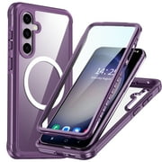 ShieldPlus for Samsung Galaxy S24 FE Case Magnetic Compatible with MagSafe, Built-in Screen Protector Full Body Military Grade Drop Protective Phone Cover Clear Case for Samsung Galaxy S24 FE,Purple