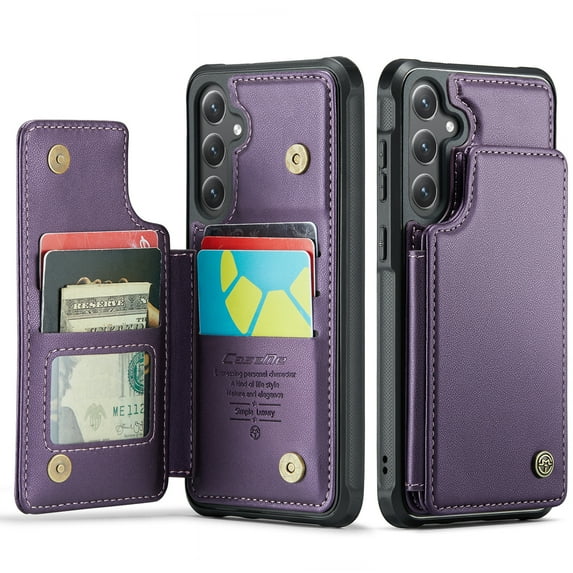 ShieldPlus for Samsung Galaxy S25 Case with Card Holder, for Samsung S25 Wallet Case for Women Men with RFID Blocking, Durable Kickstand Shockproof Case for Galaxy S25 5G,Purple