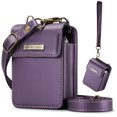 thumbnail image 1 of ShieldPlus Small Cell Phone Bag for Samsung Z Flip 6/5/4/3, Wallet Crossbody with RFID Blocking Card Holder Mini Bag for Motorola Razr 2024, PU Leather Earphone Bag for AirPods/Galaxy Buds,Purple, 1 of 8