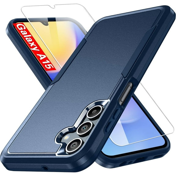 ShieldPlus for Samsung Galaxy A15 5G Case, Full Body Heavy Duty Rugged Shockproof Protective Phone Cover with Tempered Glass Screen Protector,Blue