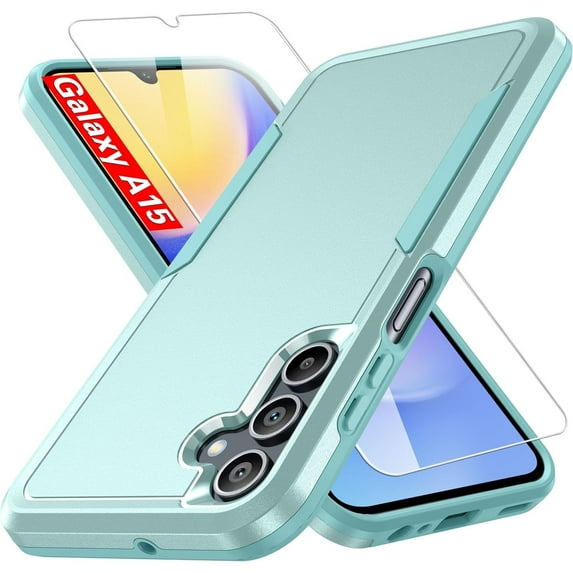 ShieldPlus for Samsung Galaxy A15 5G Case, Full Body Heavy Duty Rugged Shockproof Protective Phone Cover with Tempered Glass Screen Protector,Mint