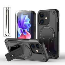 ShieldPlus for iPhone 11 Case with Screen Protector & Lanyard, Compatible with MagSafe, Heavy Duty Rugged Case with Built-in Kickstand,Black