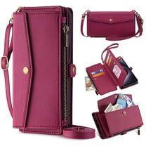 ShieldPlus for iPhone 14 Plus Case,RFID Blocking for iPhone 14 Plus Wallet Case for Women Men with Credit Card Holder,Zipper Pocket Magnetic Flip PU Leather Protective Cover with Strap,Red