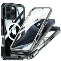 ShieldPlus for iPhone 16 Pro Case Magnetic Compatible with MagSafe, Built-in Screen Protector Full Body Military Grade Drop Protective Phone Cover Clear Case for iPhone 16 Pro,Black